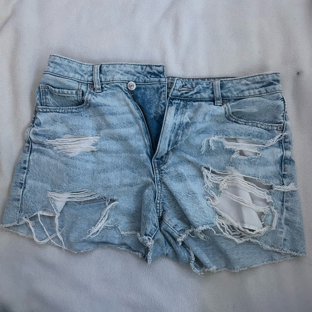 American Eagle Outfitters Ripped Light Blue Jean Shorts